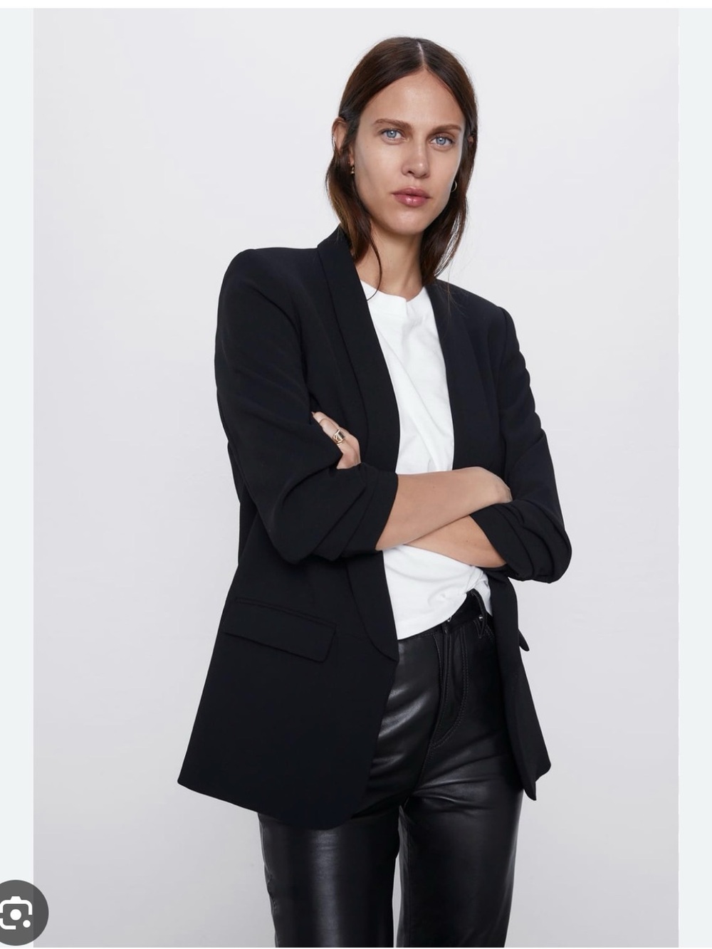 NEW Zara Relaxed Navy Open-Front Blazer Jacket